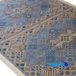 Nain Persian Rug Handwoven Blue Design room styling and scale (In-room view)