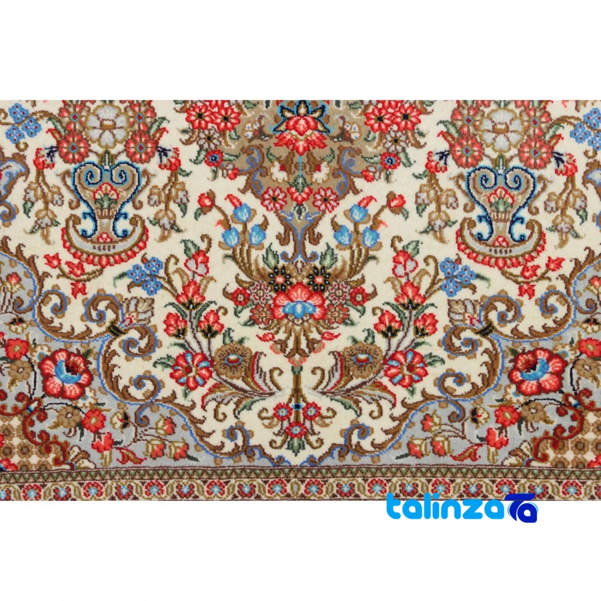 Room setting of Persian Handwoven Rug Latchak Toranj Cream floor placement example