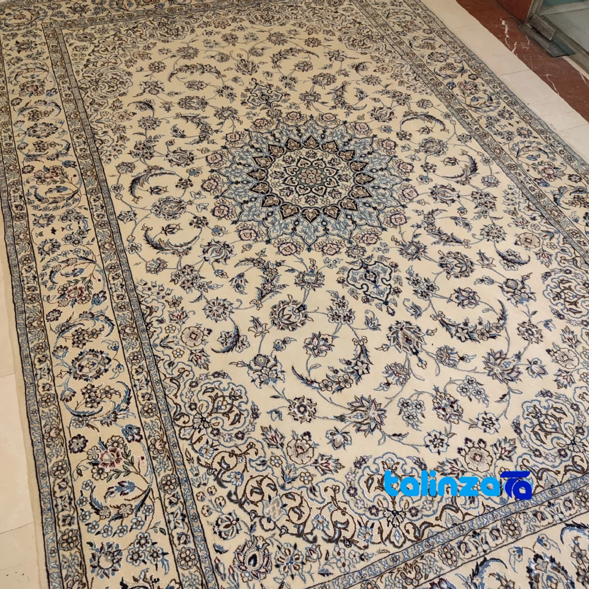 In-room view of Nayin Handwoven Carpet Sun Design room styling and scale