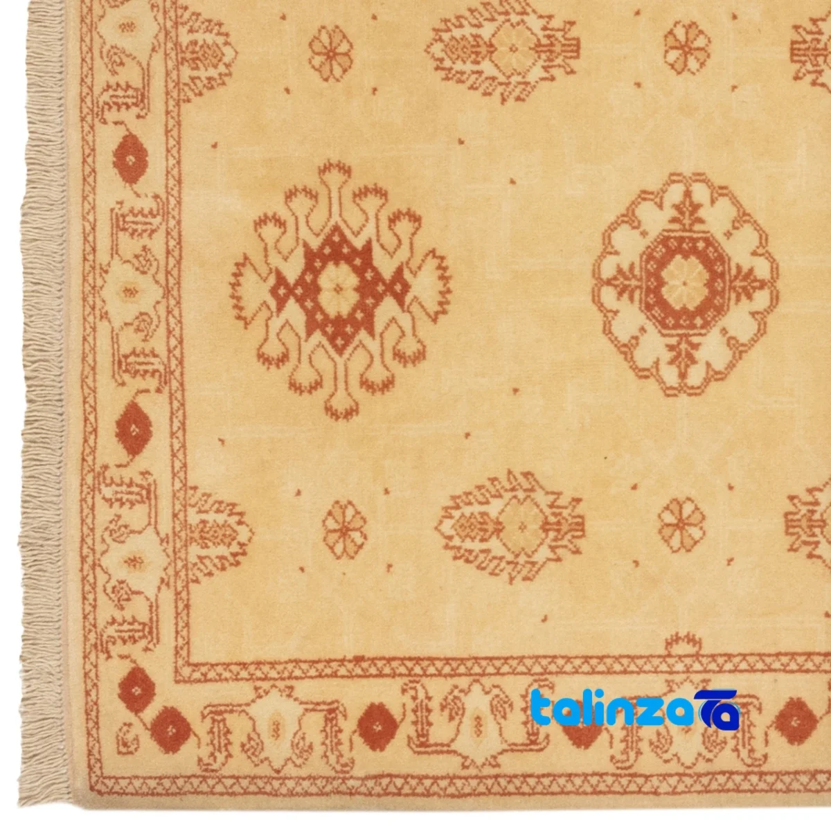 Room setting of Cypress Handwoven Runner Rug Elegant Gold Design floor placement example