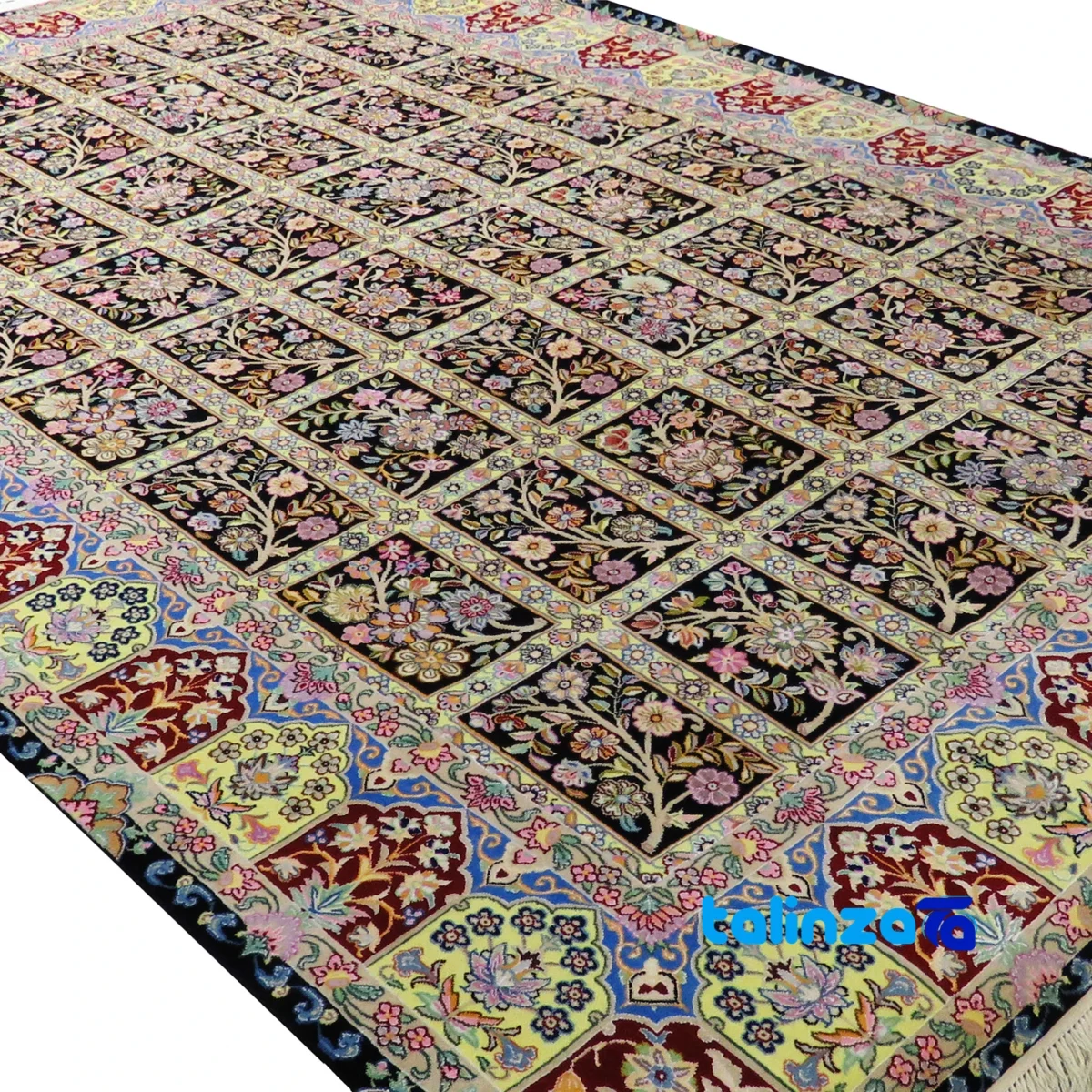 Nain Handwoven Carpet Rectangular Rich Blue Design - Room setting showing floor placement example