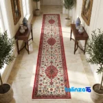 Handwoven Carpet Runner Cream Turanji Design floor placement example (Room setting)