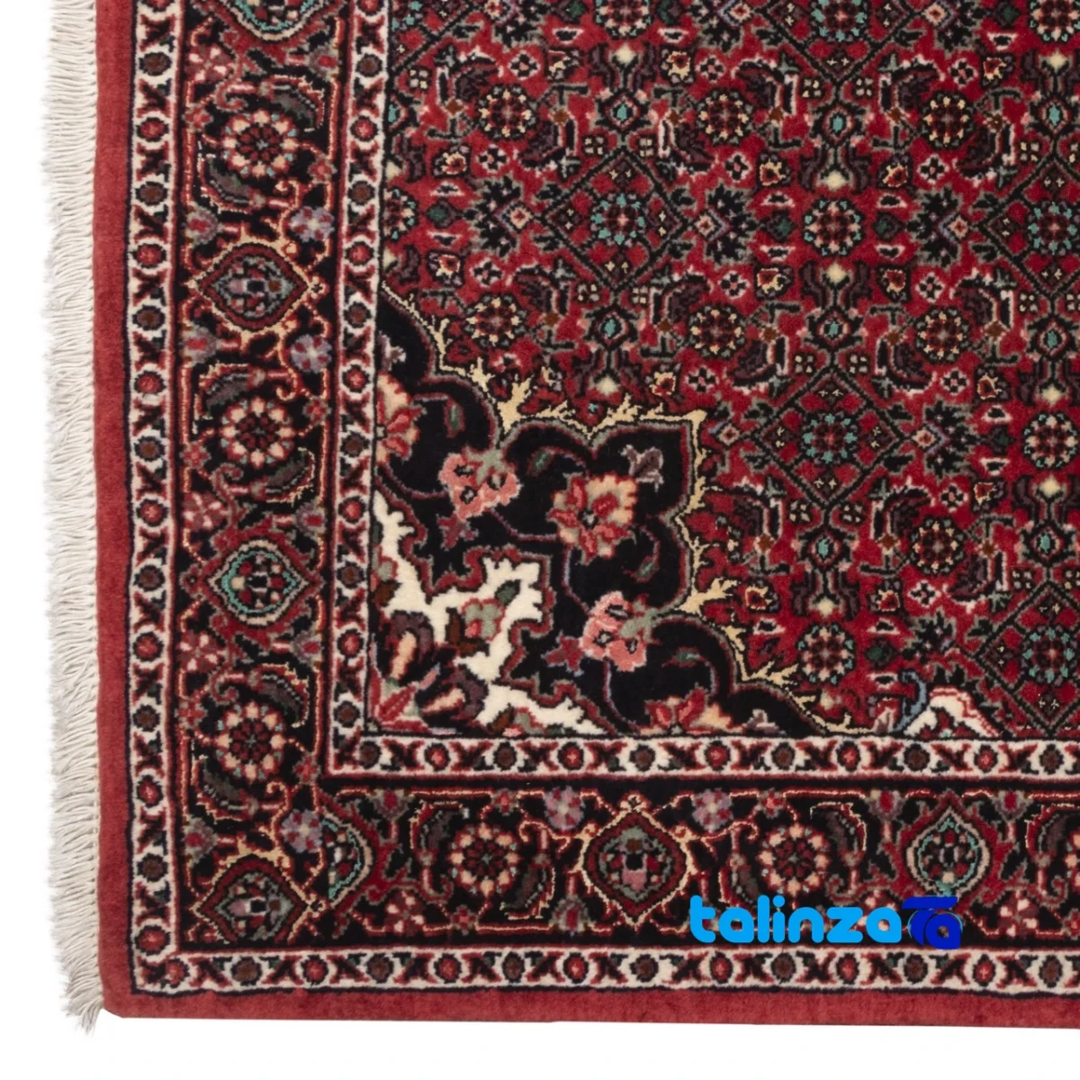 Persia Handwoven Carpet Red Luxurious Design room styling and scale (In-room view)