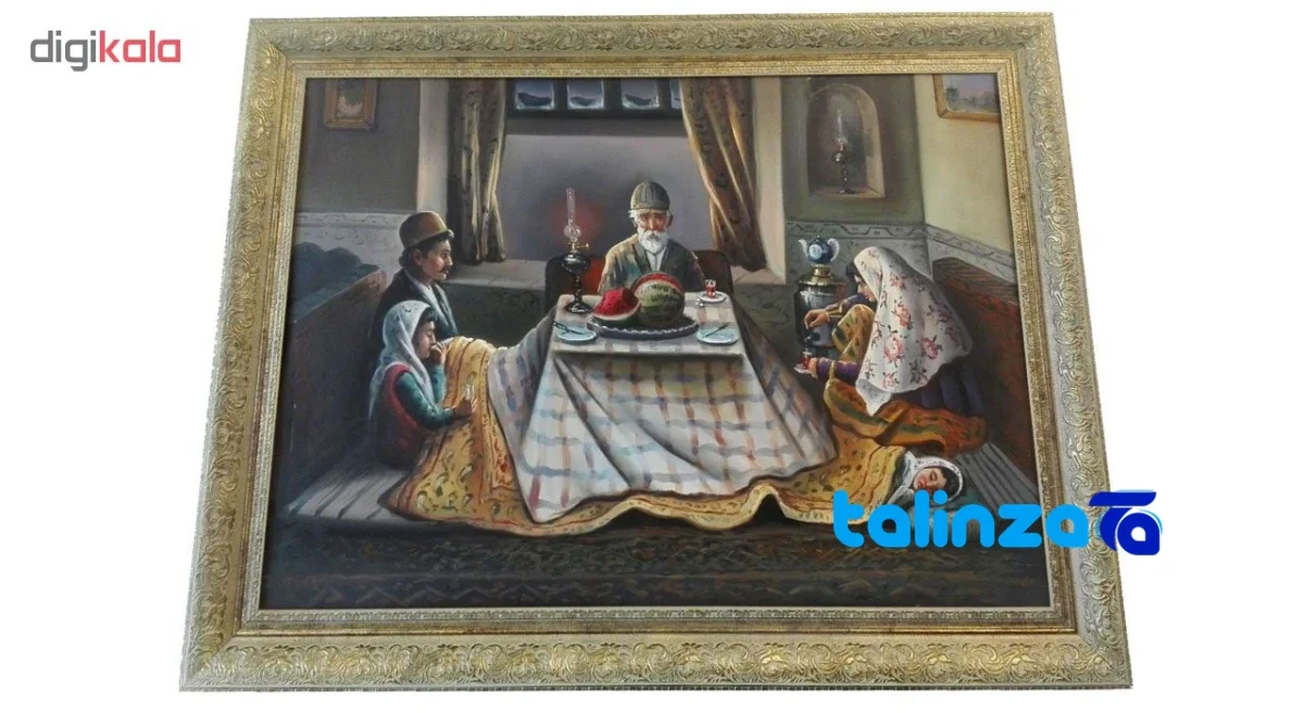 Side view of Oil Painting Yalda Night Canvas 5000 grams profile and structure