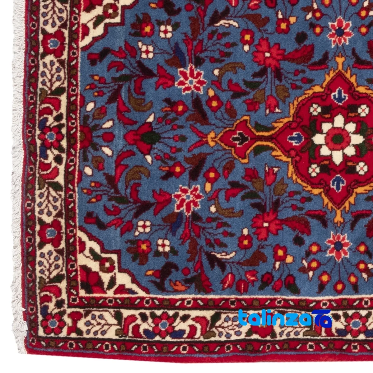 Si Persia Handwoven Runner Rug Elegant Blue room styling and scale (In-room view)