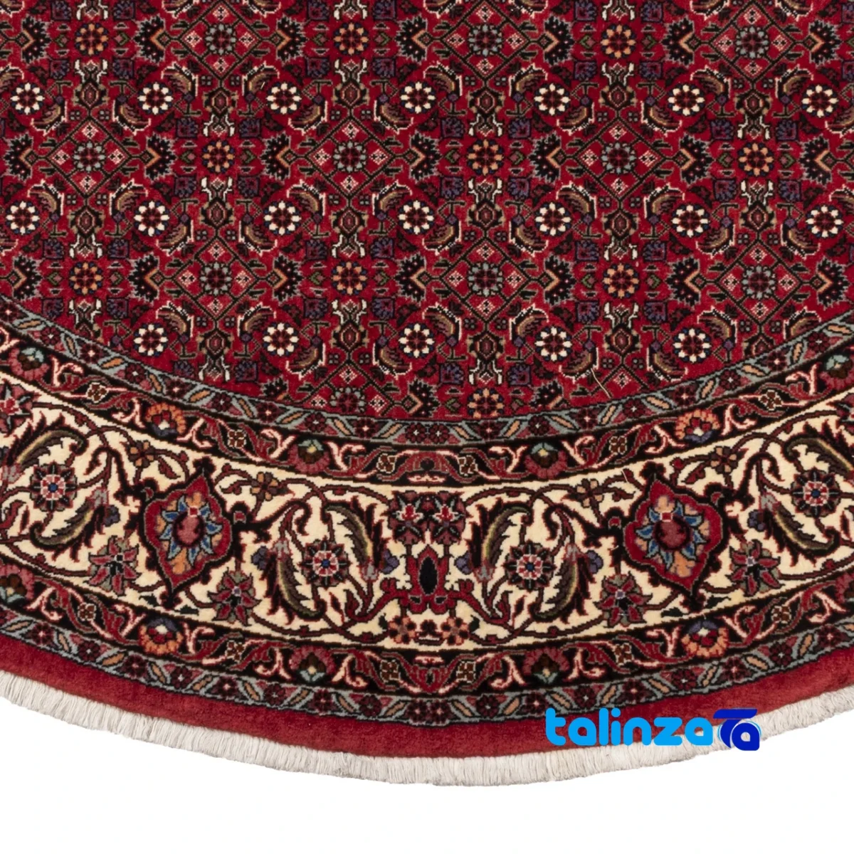 Room setting of Si Persia Handwoven Carpet Circular Design Red 204x204 cm floor placement example