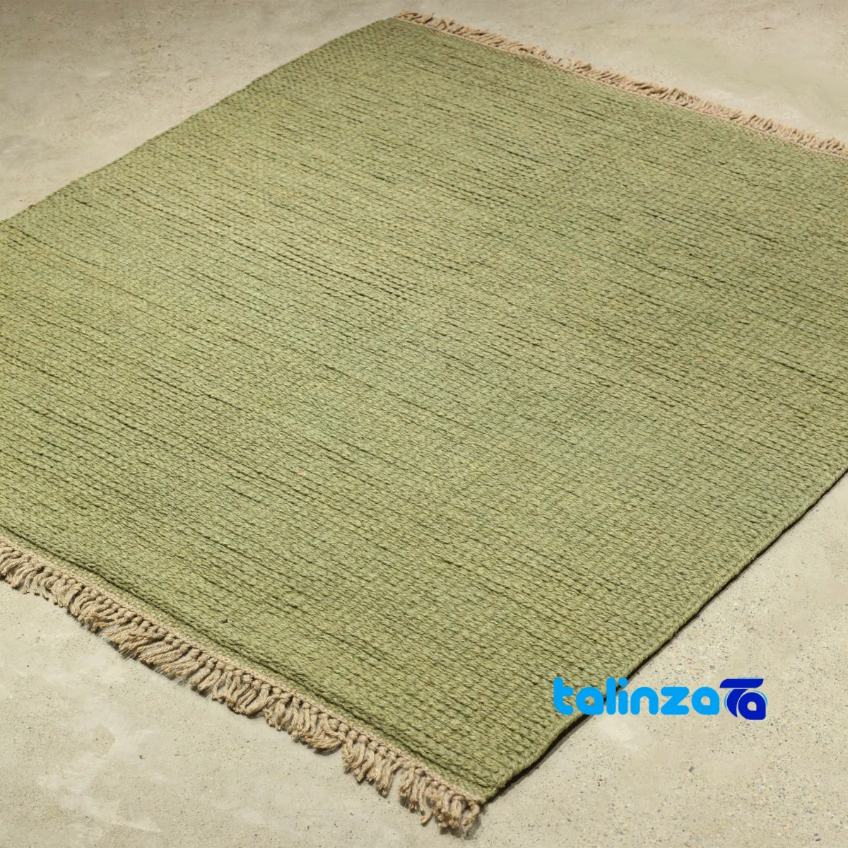 Moroccan Handwoven Rug Green room styling and scale (In-room view)