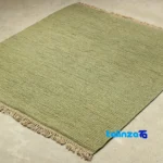 Moroccan Handwoven Rug Green room styling and scale (In-room view)
