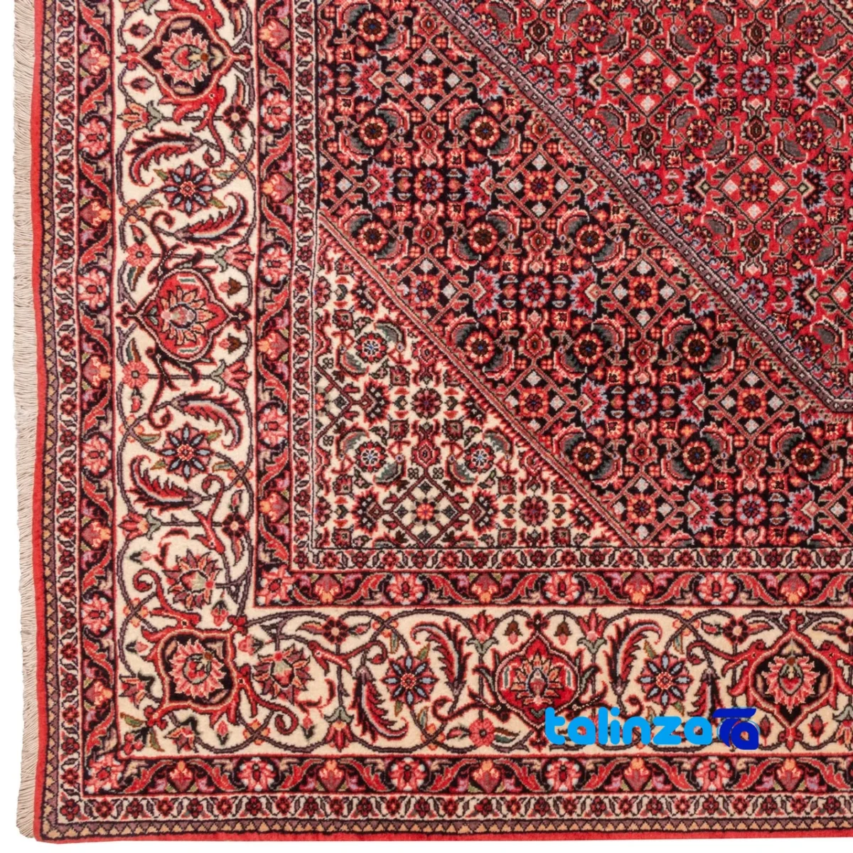Si Persia Handwoven Carpet Unique Design Red floor placement example (Room setting)