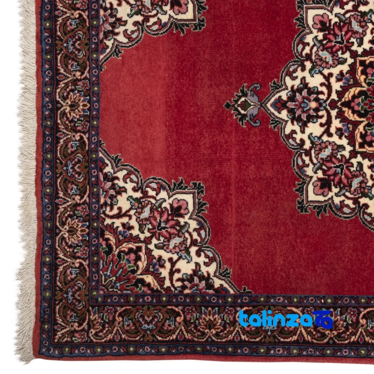Room setting of Cypress Persian Handwoven Rug Red floor placement example