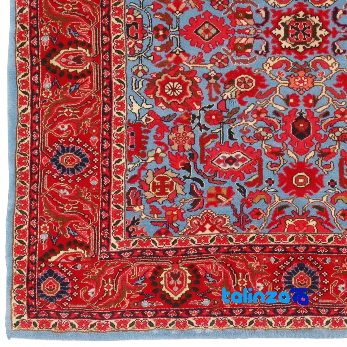C Persia Handwoven Rug Model 179944 Blue Background - In-room view showing room styling and scale