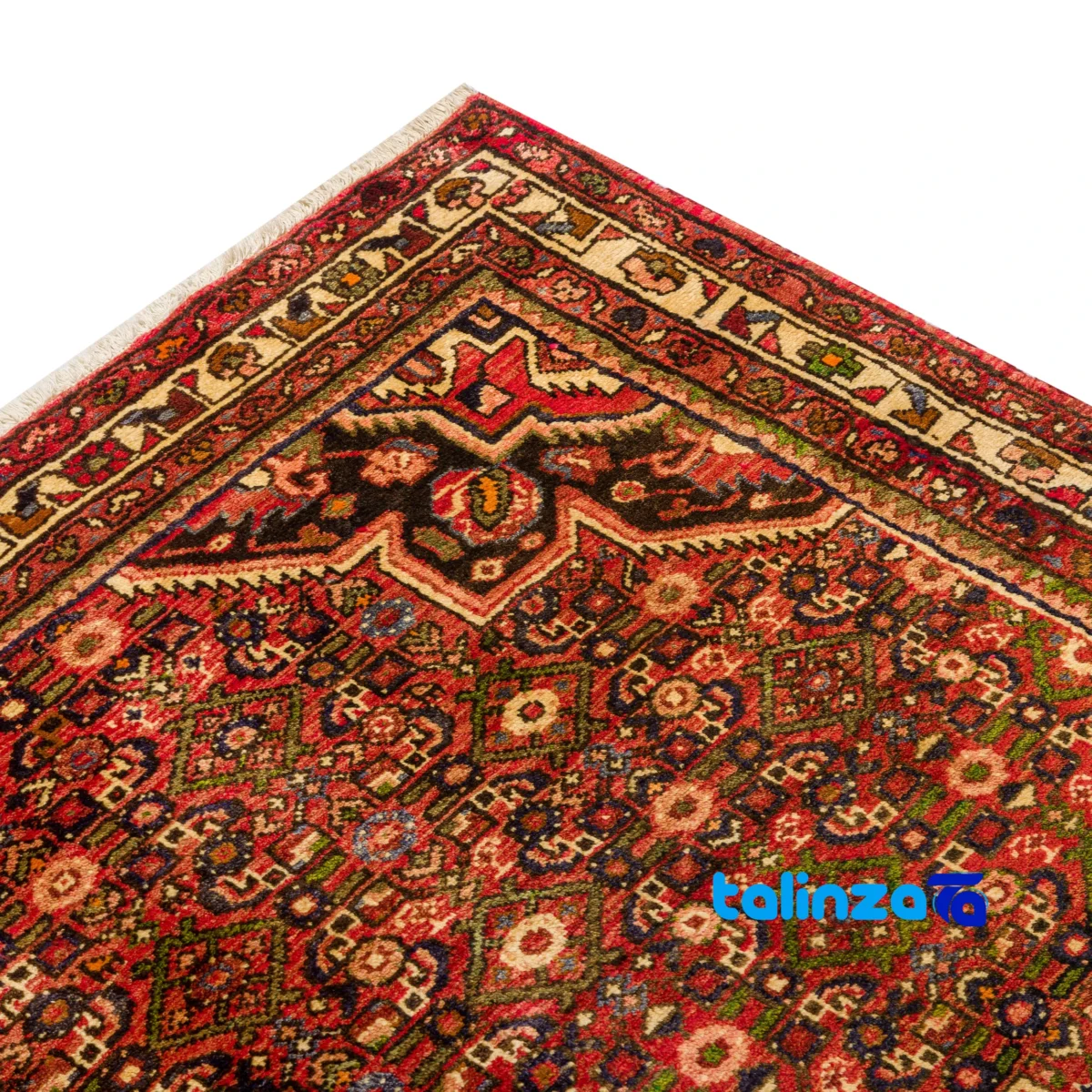 Handwoven Hamadan Area Rug Traditional Design floor placement example (Room setting)