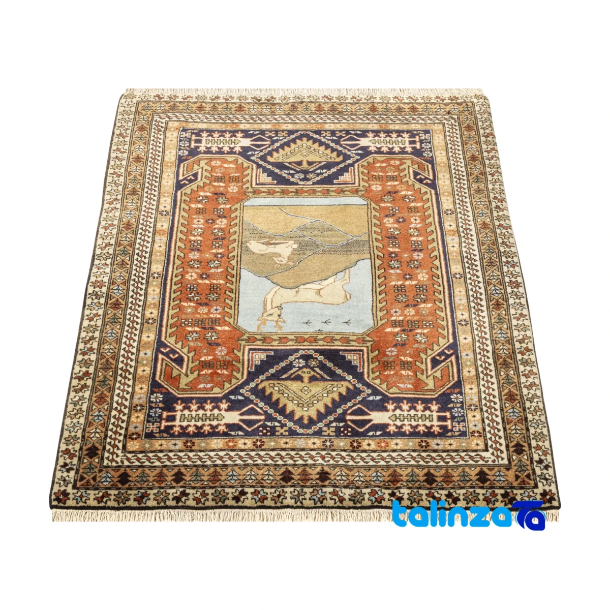 Persian Handwoven Rug Set - Traditional Design floor placement example (Room setting)