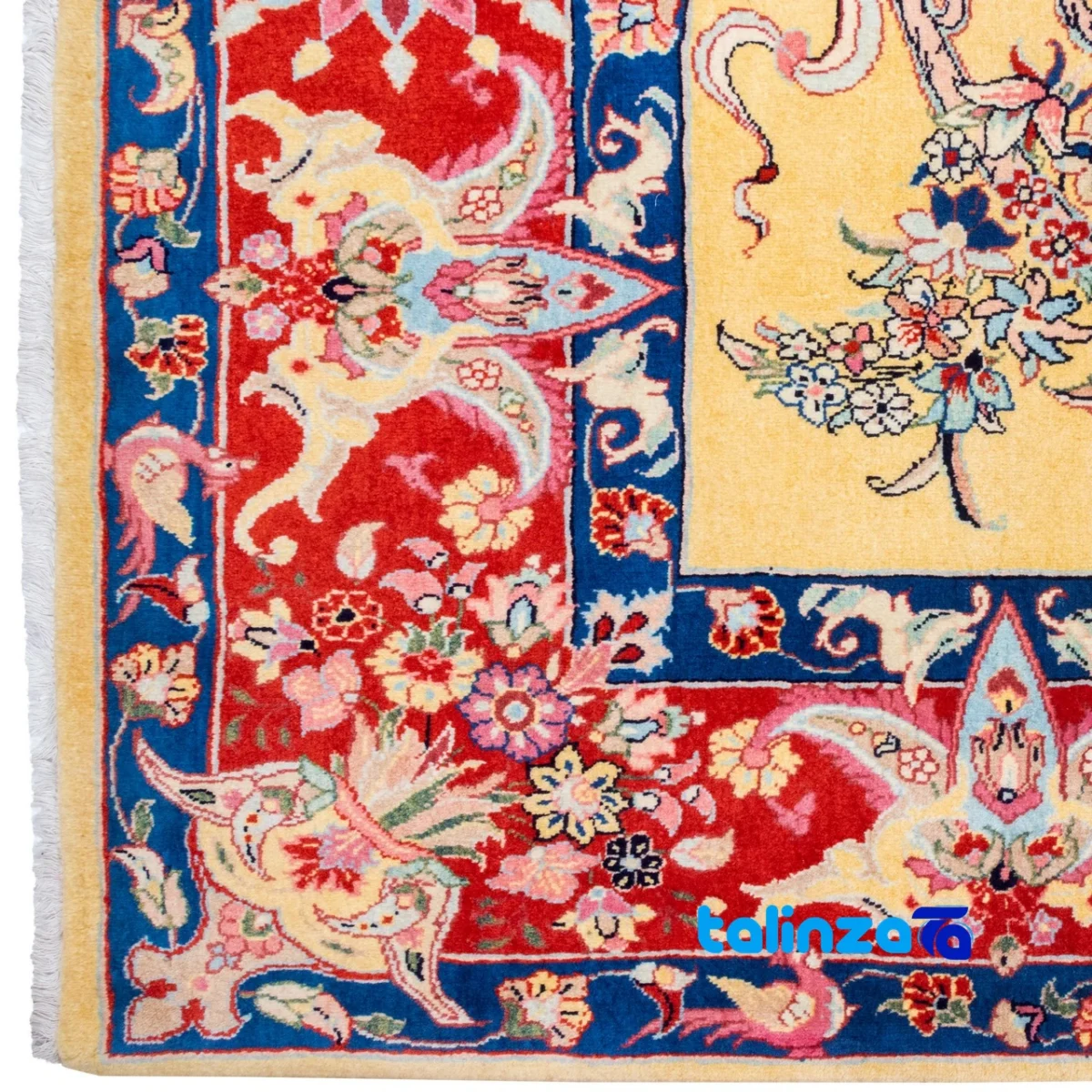 Persia Handmade Carpet Floral Design Cream - In-room view showing room styling and scale
