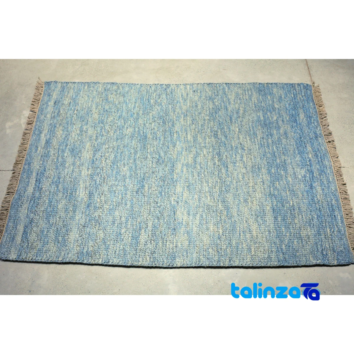 Persian Handwoven Moroccan Rug Blue - Room setting showing floor placement example