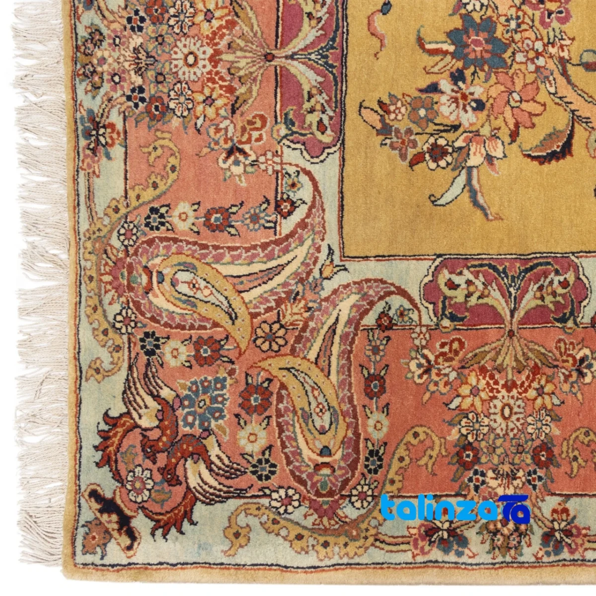 C Persia Handwoven Rug Elegant Floral Design - Room setting showing floor placement example