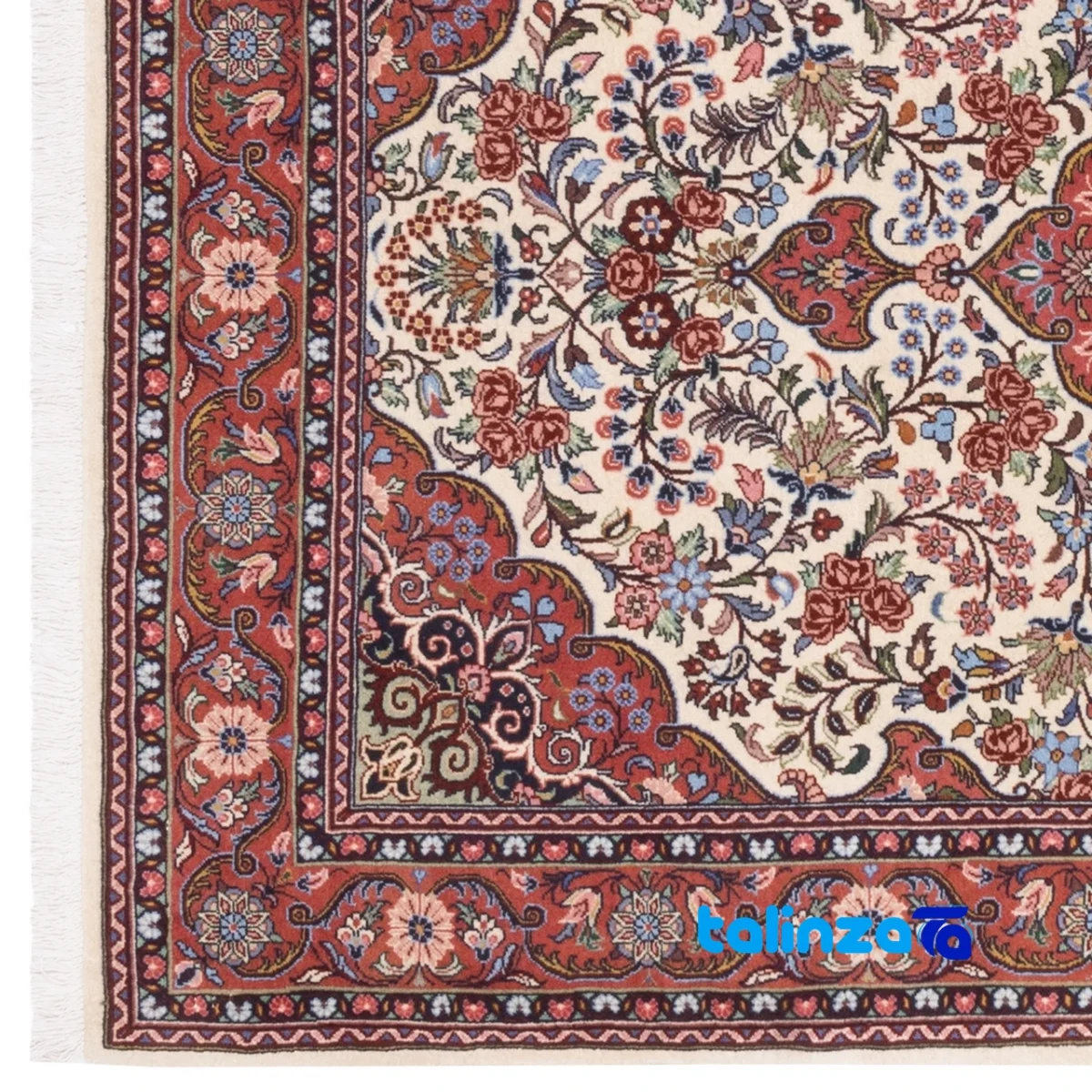 Room setting of C Persia Handwoven Area Rug Elegant Cream Design floor placement example