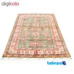 In-room view of C Persia Handwoven Rug Geometric Design Green room styling and scale