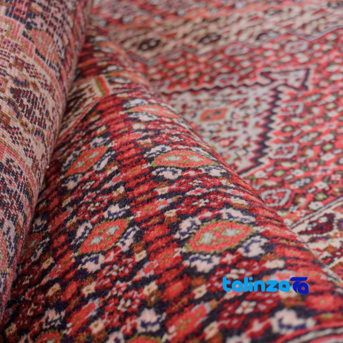 Senandaj Handwoven Runner Rug - Traditional Fish Design room styling and scale (In-room view)