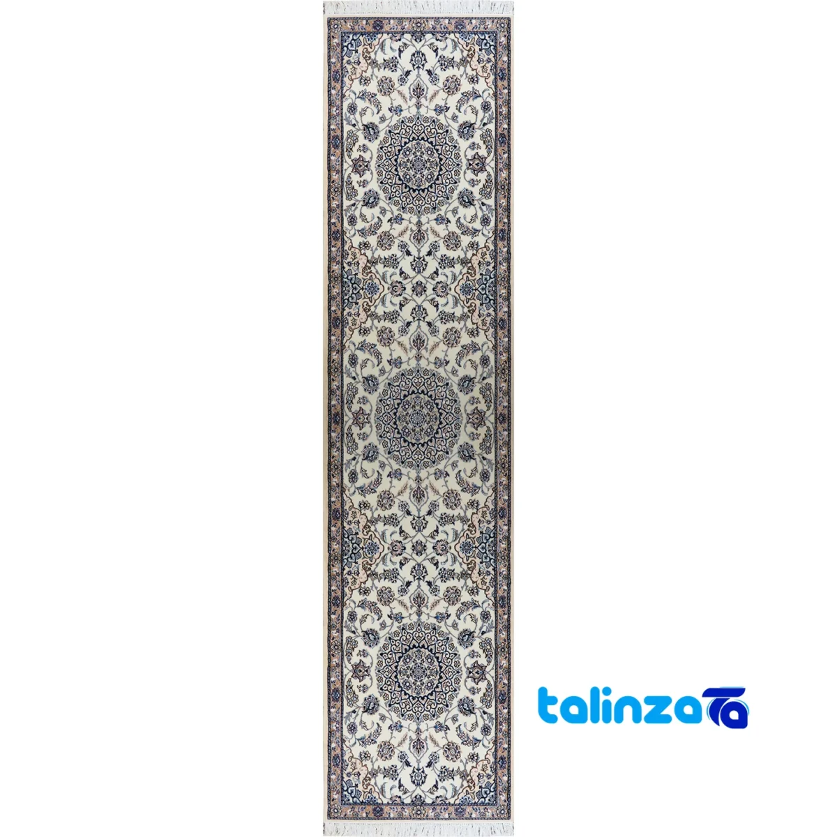 Nain Handwoven Carpet Runner Traditional Design Cream room styling and scale (In-room view)