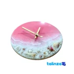 Artisan Resin Wall Clock Ocean Design styling and size reference (In-room view)