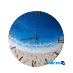 Resin Beach and Ocean Wall Clock styling size reference (In-room view)