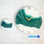 Resin Wall Clock Decorative Design with Key Holder - In-room view showing styling and size reference