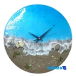 Resin Beach and Ocean Wall Clock 35x35x1 cm - Lifestyle shot showing room decoration context