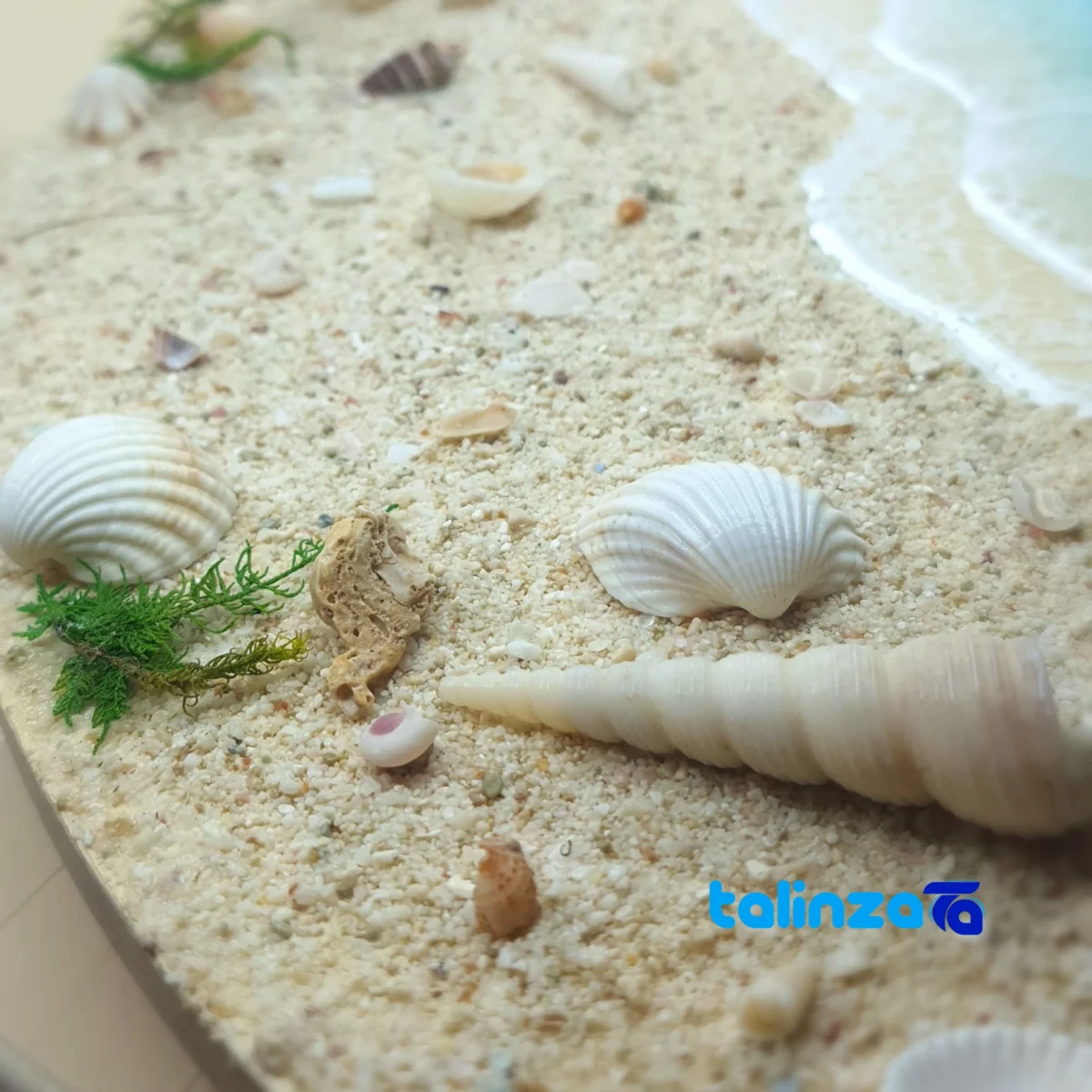 In-room view of Artisan Ocean Wave Resin Wall Clock Yes styling and size reference