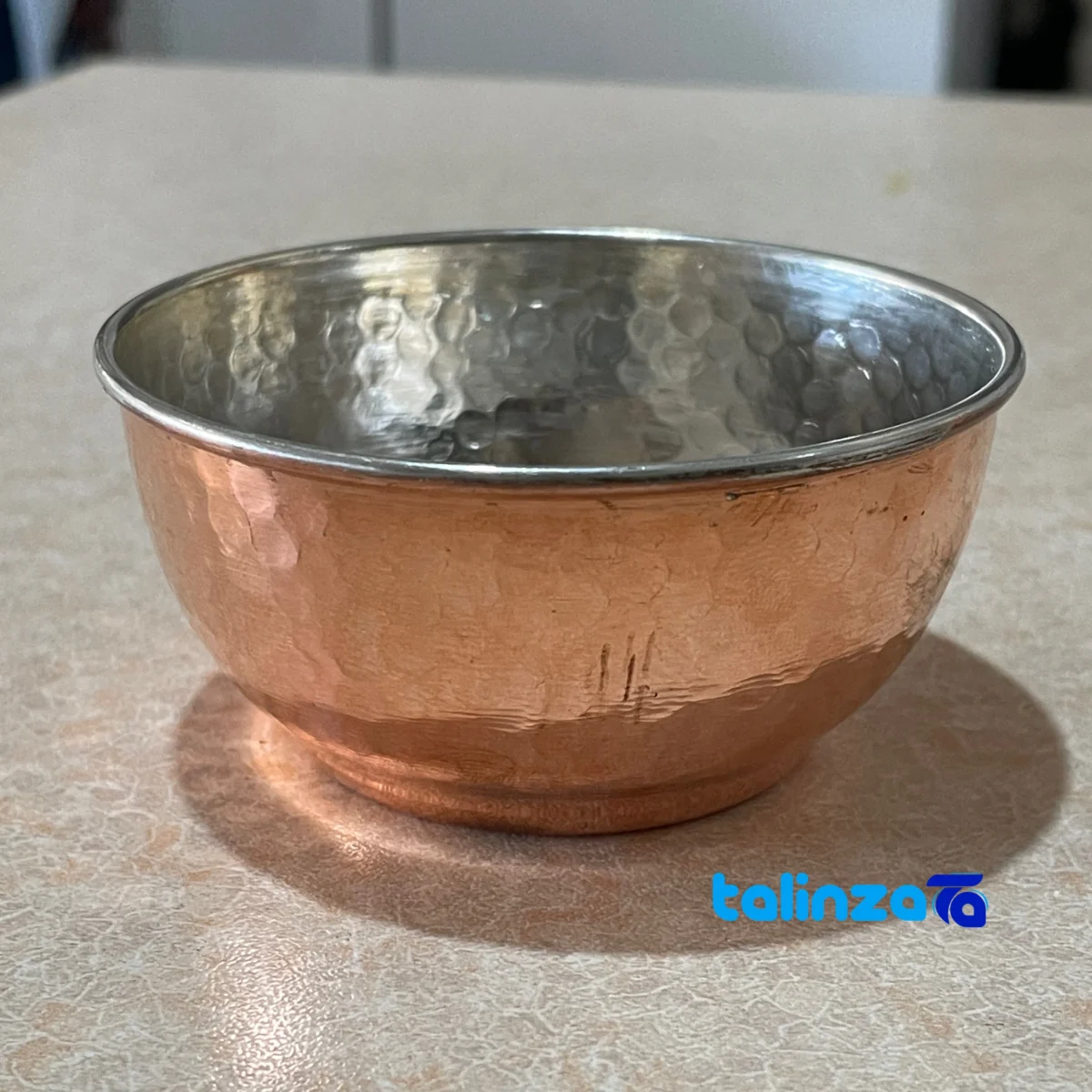 Zanjan Handcrafted Copper Bowl - Hammered Finish profile and structure (Side view)