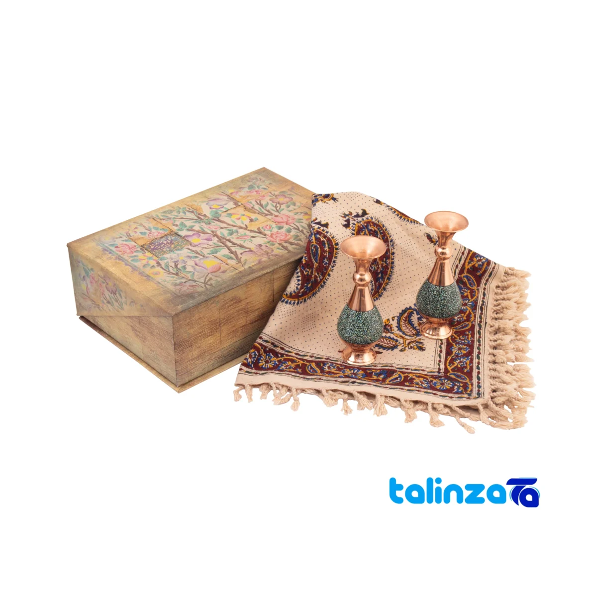 Chakameh Gift Set Four-Piece Turquoise Inlay - Side view showing profile and structure