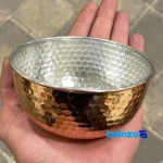 Handcrafted Copper Bowl - Unique Hammered Design Ice Cream Dish - Side view showing profile and structure