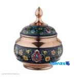 Side view of TM54 Copper Candy Dish Abbasid Design Handcrafted Engraved profile and structure