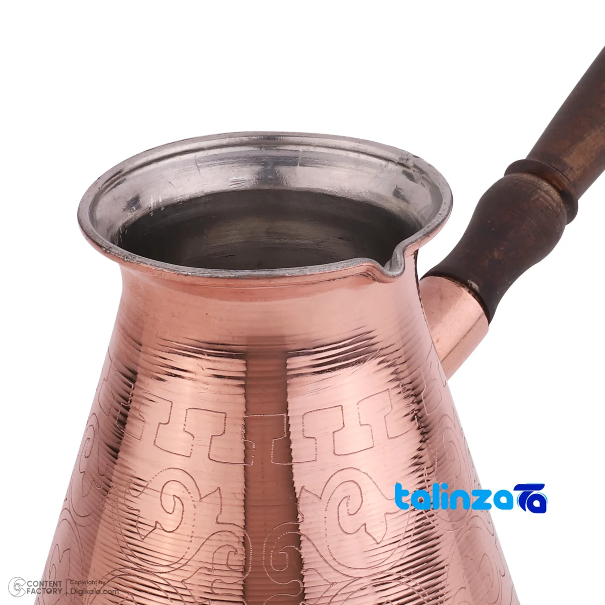 Zanjan Copper Coffee Pot Handcrafted Artistry 21x11x9. - Side view showing profile and structure