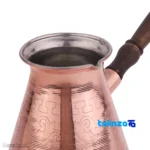 Zanjan Copper Coffee Pot Handcrafted Artistry 21x11x9. - Side view showing profile and structure