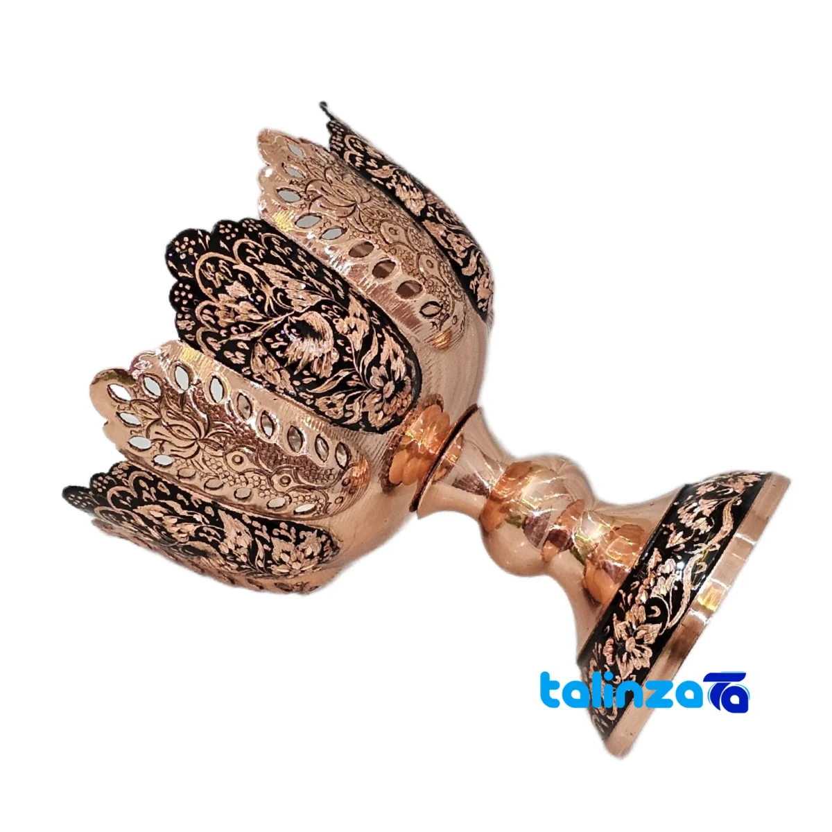 Negarstan Copper Nut Bowl Unique Diamond Cut profile and structure (Side view)