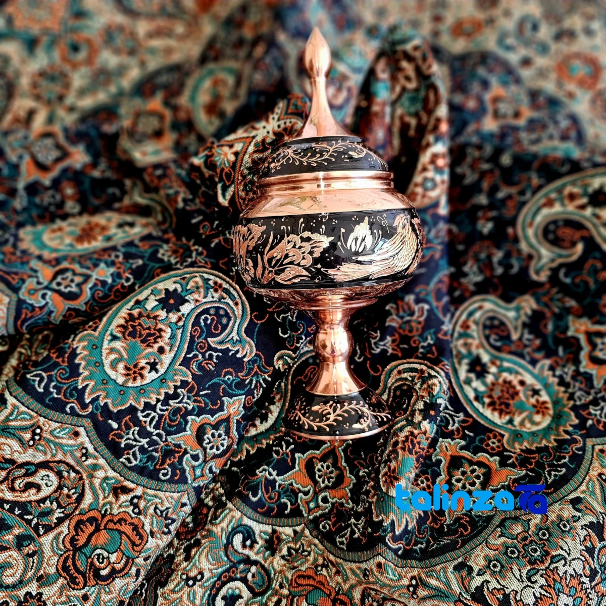 Negarstaneh Gift Set Copper and Termeh Unique Design profile structure (Side view)