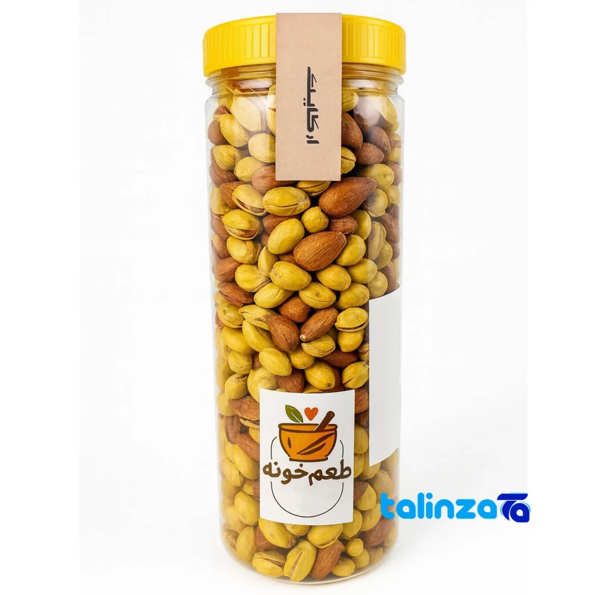 Side view of Organic Tabriz Salty Mixed Nuts 800g (2-pack) Khuneh nutrition label