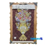 Top view of Handwoven Carpet Wall Art Floral Design pattern and color tone