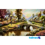 Top view of Mirnazami Handwoven Carpet Tapestry Scenic Bridge pattern and color tone