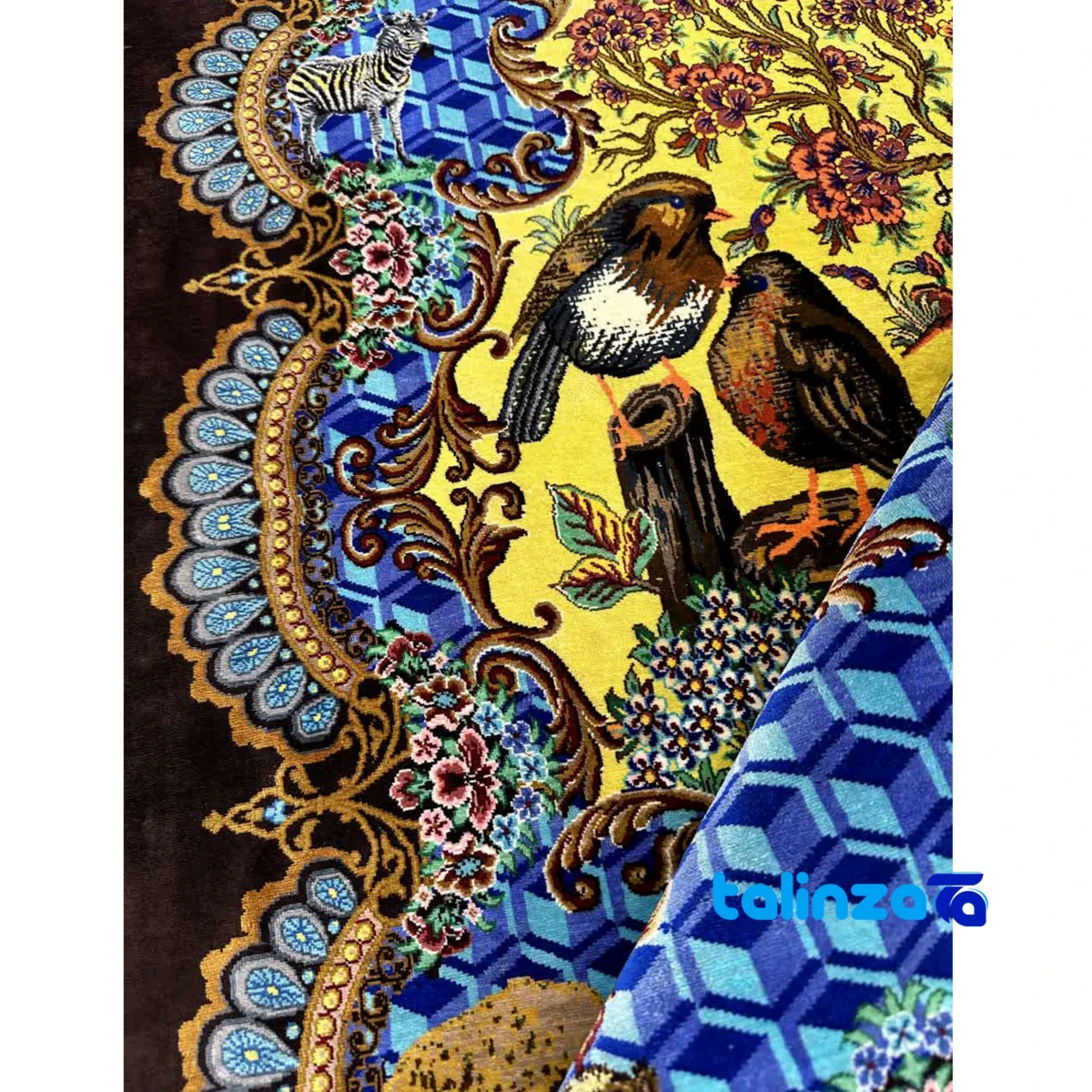 Front view of Handmade Nature Animal Tapestry Art Design and key details