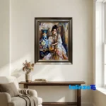 Top view of Handmade Carpet Wall Art Eastern Girl Design pattern and color tone