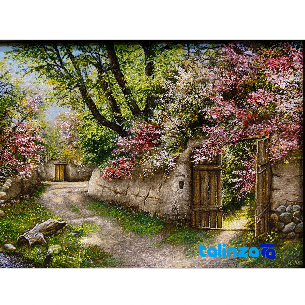 Top view of Handmade Carpet Wall Art Landscape pattern and color tone