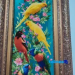 Top view of RT Handwoven Carpet Tapestry Parrot Design pattern and color tone