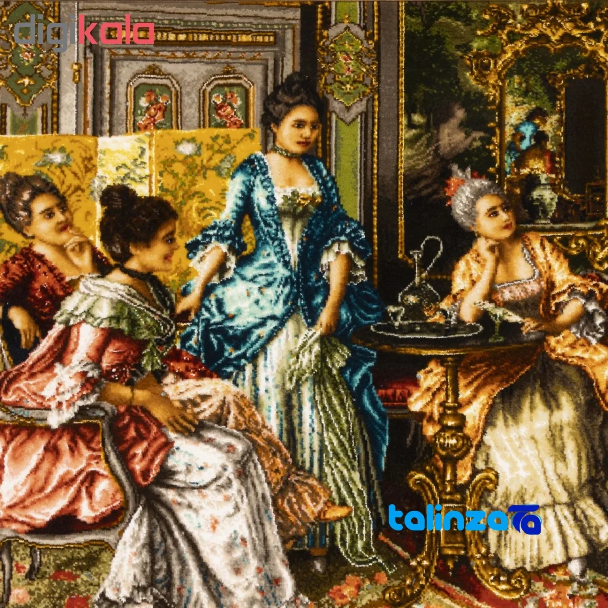Top view of C Persia Handwoven Carpet Wall Art French Poet pattern and color tone