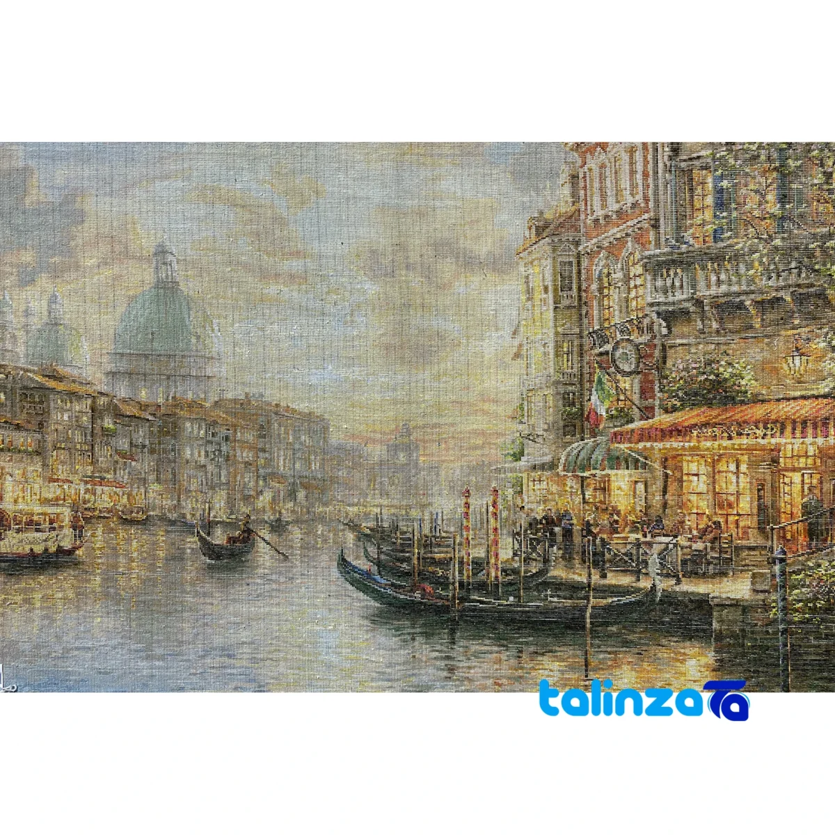 Top view of Mirnazami Handwoven Tapestry Venice Scene pattern and color tone