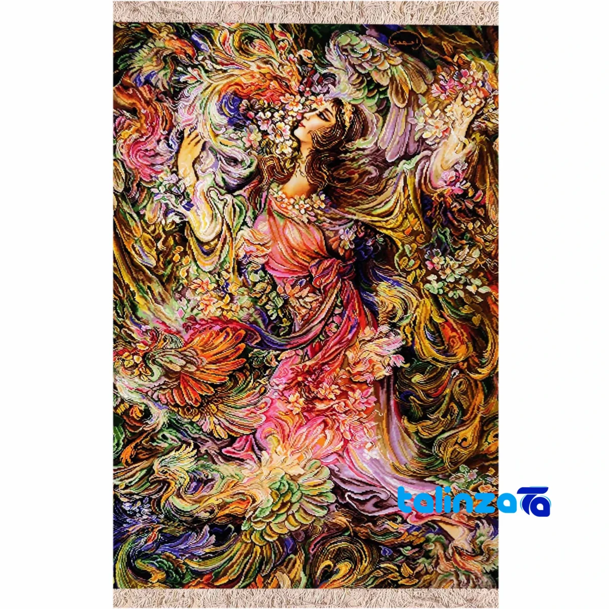 Top view of Handmade Carpet Wall Art Spring Breeze Design pattern and color tone
