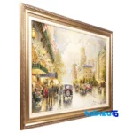 Top view of C Persia Handwoven Tapestry New York Rain Scene pattern and color tone