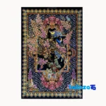 Top view of Handmade Carpet Wall Art Bird Design pattern and color tone