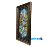 Top view of Handmade Carpet Wall Art Floral Bird Design pattern and color tone